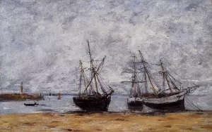 Portrieux, the Port at Low Tide by Eugene-Louis Boudin - Oil Painting Reproduction
