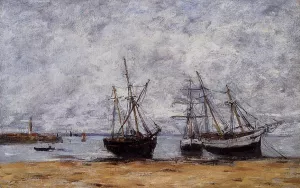 Portrieux, the Port at Low Tide by Eugene-Louis Boudin Oil Painting