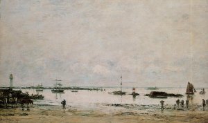 Portrieux, the Port, Low Tide by Eugene-Louis Boudin Oil Painting