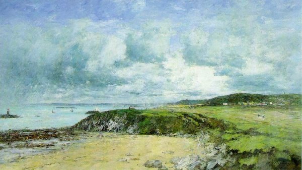 Rivage de Portrieux, Cotes-du-Nord  by Eugene-Louis Boudin - Hand-Painted Oil Painting Reproduction