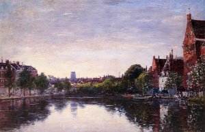 Rotterdam, a Corner of the Basin by Eugene-Louis Boudin Oil Painting
