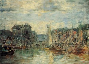 Rotterdam, the Commodities Exchange Port by Eugene-Louis Boudin Oil Painting