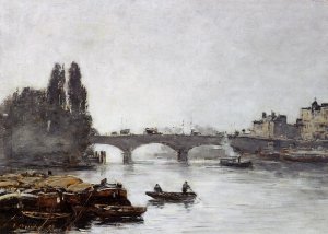 Rouen, the Pont Corneille, Fog Effect by Eugene-Louis Boudin Oil Painting