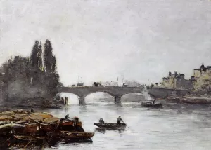 Rouen, the Pont Corneille, Fog Effect by Eugene-Louis Boudin - Oil Painting Reproduction