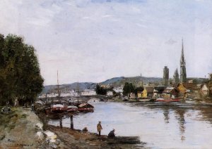 Rouen, View from the Queen's Way by Eugene-Louis Boudin Oil Painting