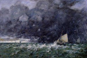 Rough Seas by Eugene-Louis Boudin Oil Painting