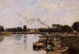 Saint Valery sur Somme, the Abbeville Canal by Eugene-Louis Boudin Oil Painting