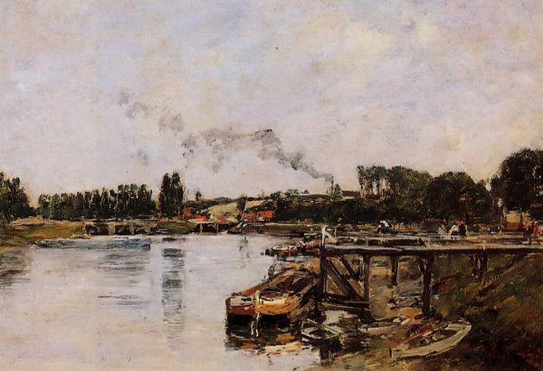 Main Product Photo of Saint Valery sur Somme, the Abbeville Canal Painting by Eugene-Louis Boudin