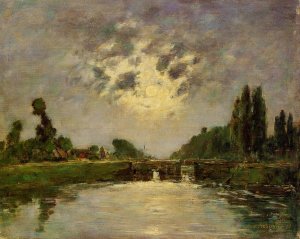 Saint-Valery-sur-Somme, the Bridge on the Lock by Eugene-Louis Boudin Oil Painting