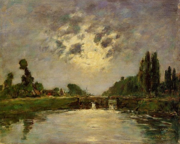 Main Product Photo of Saint-Valery-sur-Somme, the Bridge on the Lock Painting by Eugene-Louis Boudin