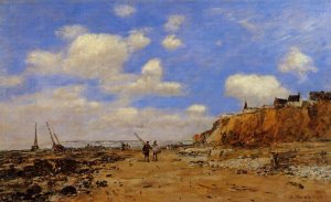 Shoreline with Rising Tide, October by Eugene-Louis Boudin Oil Painting