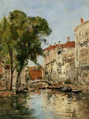 Small Canal in Venice by Eugene-Louis Boudin Oil Painting