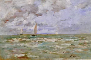 Standing off Deauville by Eugene-Louis Boudin - Oil Painting Reproduction