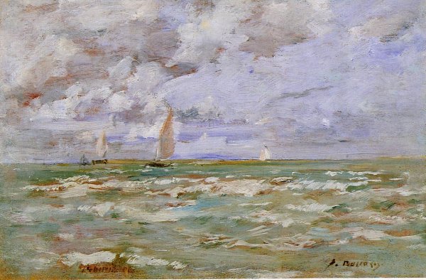 Standing off Deauville by Eugene-Louis Boudin - Hand-Painted Oil Painting Reproduction