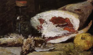 Still Life with a Leg of Lamb by Eugene-Louis Boudin - Oil Painting Reproduction