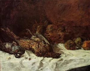 Still Life with Fowl also known as Still Life with Pheasant and Basket of Apples painting by Eugene-Louis Boudin