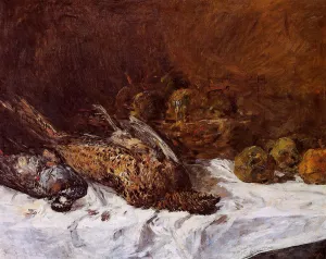 Still Life with Pheasants and a Basket of Apples by Eugene-Louis Boudin Oil Painting
