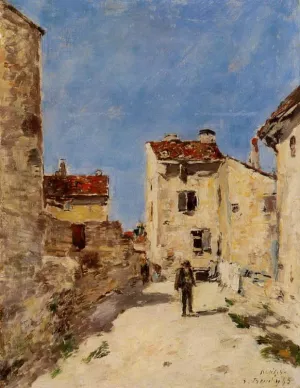 Street, Antibes by Eugene-Louis Boudin - Oil Painting Reproduction