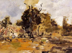 Study of a Farm, St-Ceneri by Eugene-Louis Boudin Oil Painting