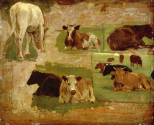 Study of Cattle by Eugene-Louis Boudin Oil Painting