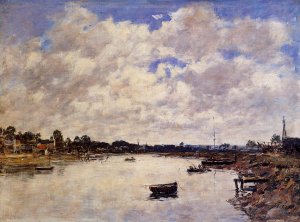 The Banks of the Touques by Eugene-Louis Boudin Oil Painting