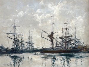 The Basin, Deauville by Eugene-Louis Boudin Oil Painting