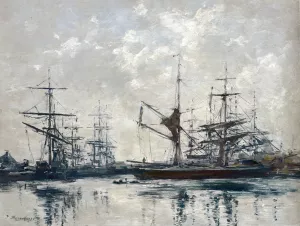 The Basin, Deauville by Eugene-Louis Boudin Oil Painting