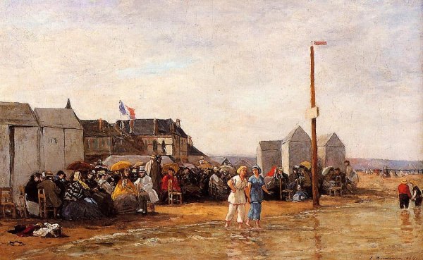 Main Product Photo of The Bathing Hour at Trouville Painting by Eugene-Louis Boudin