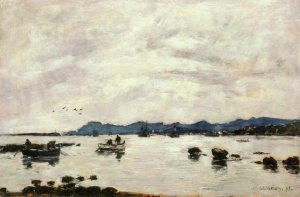 The Bay and the Mountains of L'Esterel, Golfe-Juan by Eugene-Louis Boudin Oil Painting