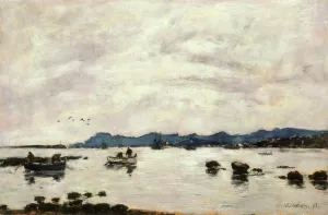 The Bay and the Mountains of L'Esterel, Golfe-Juan by Eugene-Louis Boudin Oil Painting