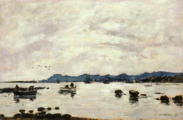 The Bay and the Mountains of L'Esterel, Golfe-Juan by Eugene-Louis Boudin - Hand-Painted Oil Painting Reproduction