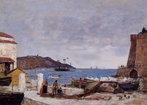 The Bay of Villefranche, the Port by Eugene-Louis Boudin Oil Painting