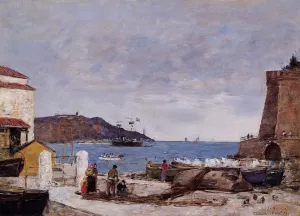 The Bay of Villefranche, the Port by Eugene-Louis Boudin - Oil Painting Reproduction