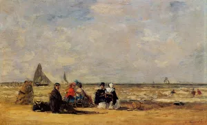 The Beach at Trouville Oil painting by Eugene-Louis Boudin