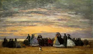 The Beach at Villerville Oil painting by Eugene-Louis Boudin