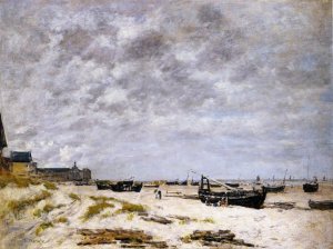 The Beach, Berck by Eugene-Louis Boudin Oil Painting