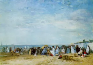 The Beach by Eugene-Louis Boudin Oil Painting