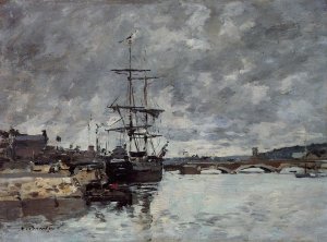 The Bridge over the Toques at Trouville by Eugene-Louis Boudin Oil Painting