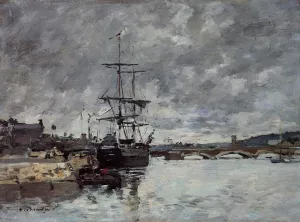 The Bridge over the Toques at Trouville by Eugene-Louis Boudin - Oil Painting Reproduction