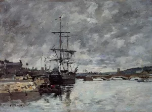 The Bridge over the Toques at Trouville by Eugene-Louis Boudin Oil Painting