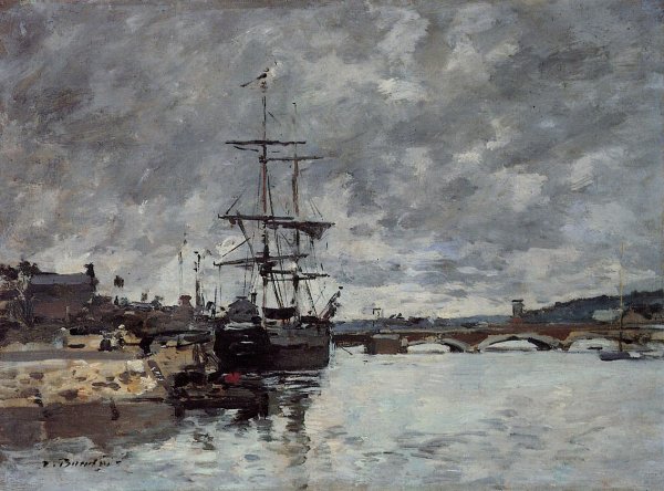 Main Product Photo of The Bridge over the Toques at Trouville Painting by Eugene-Louis Boudin