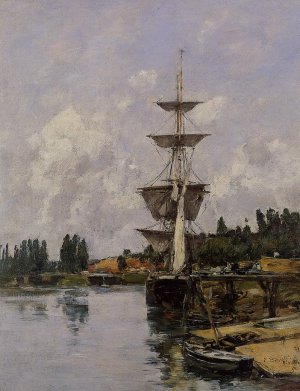 The Canal at Saint-Valery-sur-Somme by Eugene-Louis Boudin Oil Painting