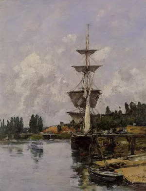 The Canal at Saint-Valery-sur-Somme by Eugene-Louis Boudin Oil Painting