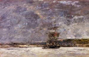 The Coast of Brest on the Bay also known as Estuary near Camaret by Eugene-Louis Boudin Oil Painting