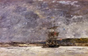 The Coast of Brest on the Bay also known as Estuary near Camaret by Eugene-Louis Boudin - Oil Painting Reproduction