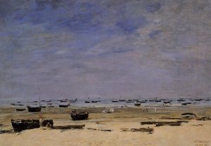 The Coastline at Berck at Low Tide by Eugene-Louis Boudin Oil Painting