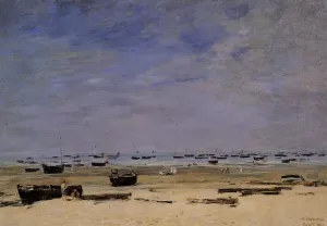 The Coastline at Berck at Low Tide by Eugene-Louis Boudin Oil Painting