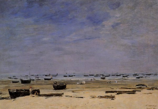 The Coastline at Berck at Low Tide by Eugene-Louis Boudin - Hand-Painted Oil Painting Reproduction