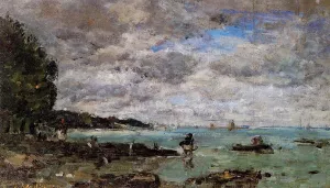 The Coastline at Plougastel by Eugene-Louis Boudin - Oil Painting Reproduction