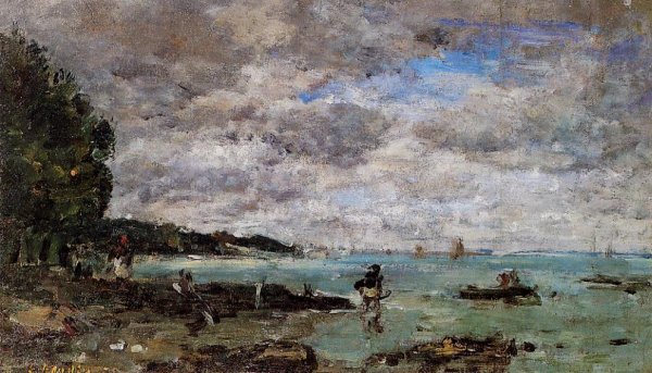 The Coastline at Plougastel by Eugene-Louis Boudin - Hand-Painted Oil Painting Reproduction